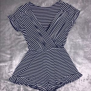 Navy Blue and white striped Romper !